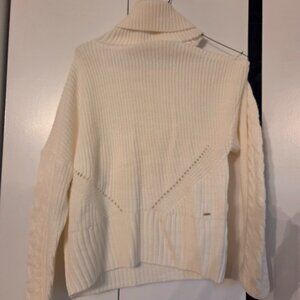 GUESS cream colored cut out turtleneck sweater-MEDIUM